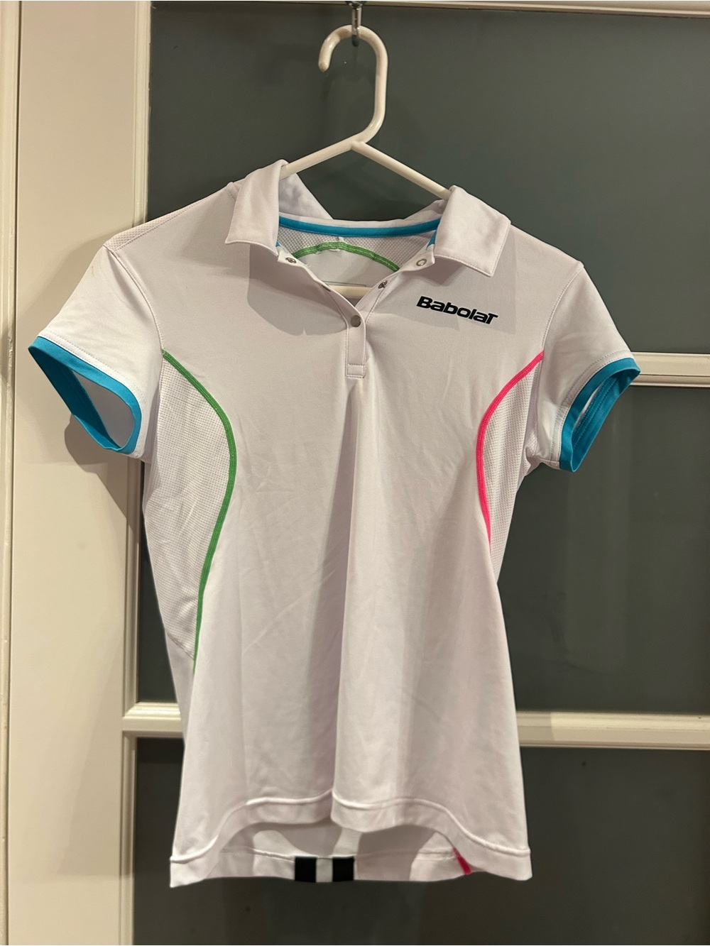 Babolat Girls' White Tennis Polo with Blue Trim